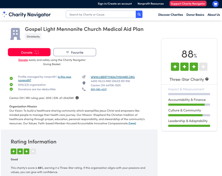 LibertyHealthShare_CharityNavigator