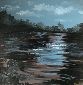 A favorite subject of Carroll's to paint are rivers.